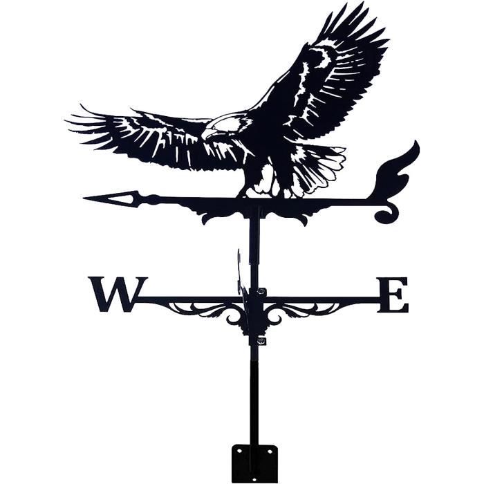 Girouette Aigle Libellule En Acier Inoxydable - Indicateur De Vent Avec Piquet Jardin, 35x50cm