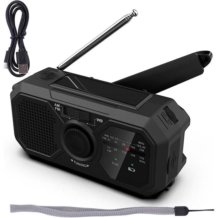 Radio Solaire Portable Main Manivelle Dynamo Météo Radio Appareil D