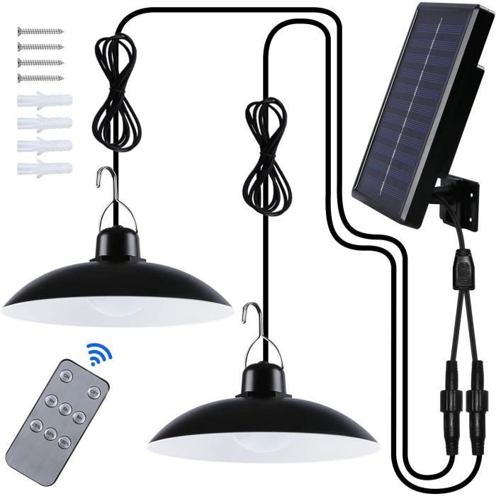 Lampe Solaire Extérieur - Double Tête - IP65 Étanche - Télécommande - Noir - Contemporain - Énergie Solaire