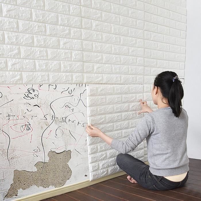 Papier peint autocollant mural 3d brique, anti humidité, mousse,  imperméable~70X38cm CD15772 - Cdiscount Bricolage