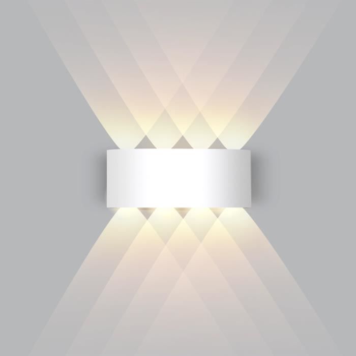 Applique murale - 8W - Blanc chaud - Appliques Murales Interieur-Blanc Lampe Murale LED Blanc Chaud Moderne Applique Murale en Plâ