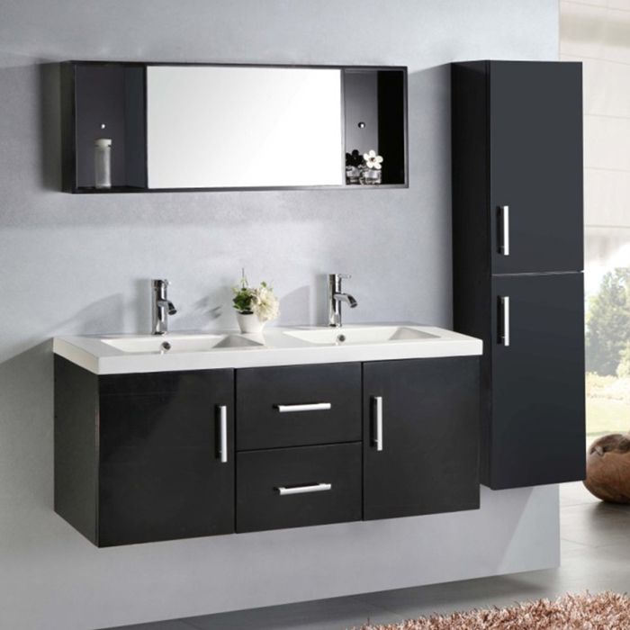 Meuble Salle De Bain Double Vasque Luxe Beau Meuble Double Vasque 120 Cm Malibu Ensembles Cdiscount Maison