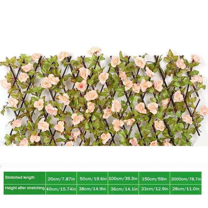 Treillis,Clôture De Jardin En Bois De Saule,haie Avec Feuilles De Fleurs Artificielles,écran - 8