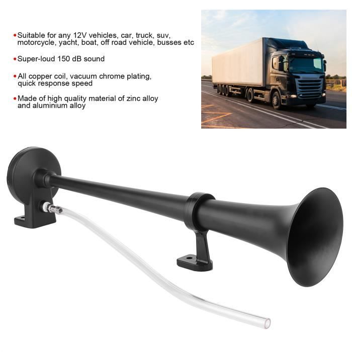 Klaxon à Air 125dB - Trompette Pneumatique 63cm Avec Électrovanne 12V/24V Pour Camion Bateau
