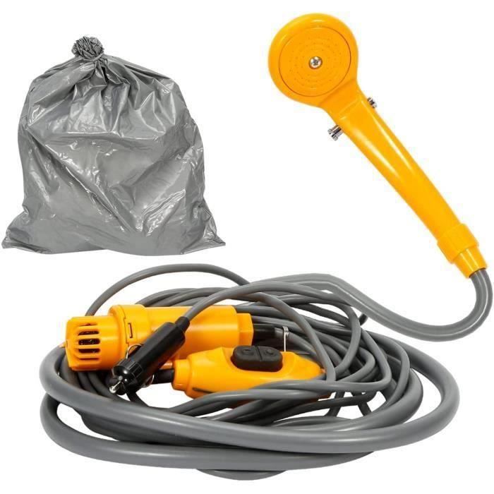 HENGMEI Douche de camping avec pompe submersible douchette à main 12 V adaptateur de voiture avec crochet et ventouse, sac de rangement pour jardin, extérieur, camping-car, camping, voyage HENGMEI Douche de camping avec pompe submersible douchette à main 12 V adaptateur de voiture avec crochet et ventouse, sac de rangement pour jardin, extérieur, camping-car, camping, voyage