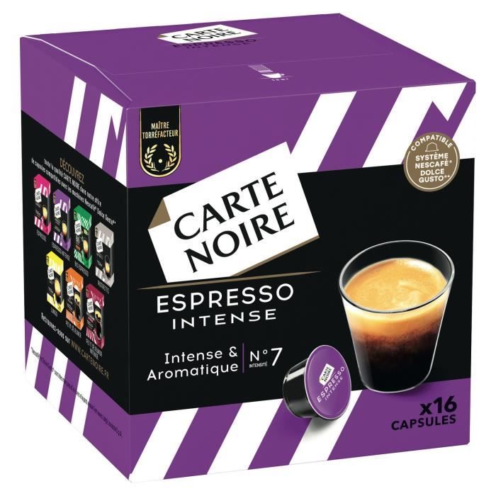 LOT DE 3 - CARTE NOIRE Café capsules Espresso Intense N°7 Compatible DOLCE GUSTO - 16 capsules de 8g