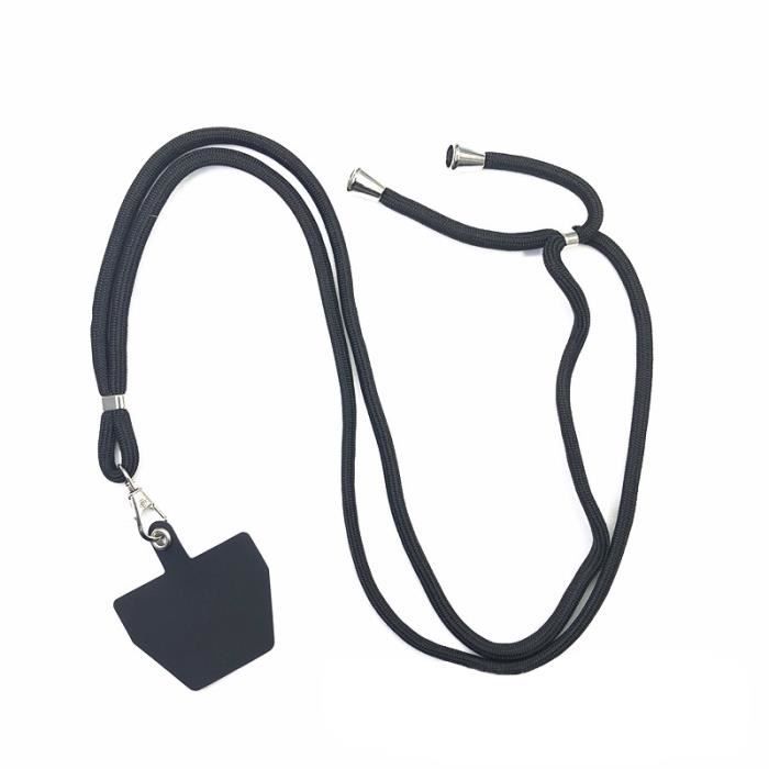 Dragonne De Cou Pour Téléphone Portable – Collier Ajustable Avec Fixation Adhésive – Compatible IPhone SE 2020, 8/7/6/6s – Noir