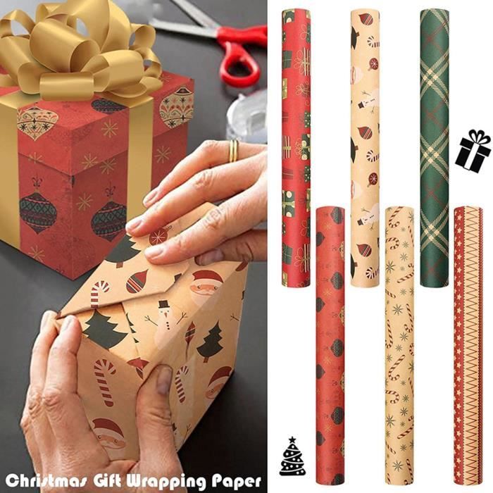 8 Feuilles Papier Cadeau, 70 X 50 Cm Papier Cadeau Enfant Kraft De Style Dessin Animé, Avec Ruban Adhésif Double Face, 20 M Ficelle, Autocollants