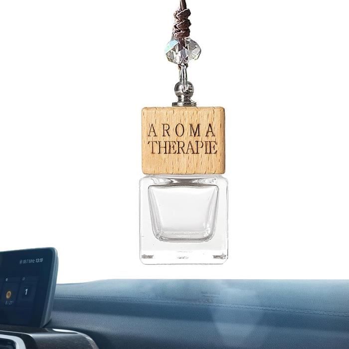 3 Diffuseurs De Parfum Suspendus Voiture - En Verre Avec Bouchon Bois - Rechargeable - Huiles Essentielles - Désodorisant élégant
