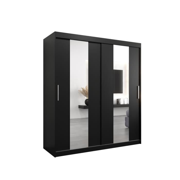 Armoire de Chambre DANCE Noir 180 avec 2 Portes Coulissantes avec