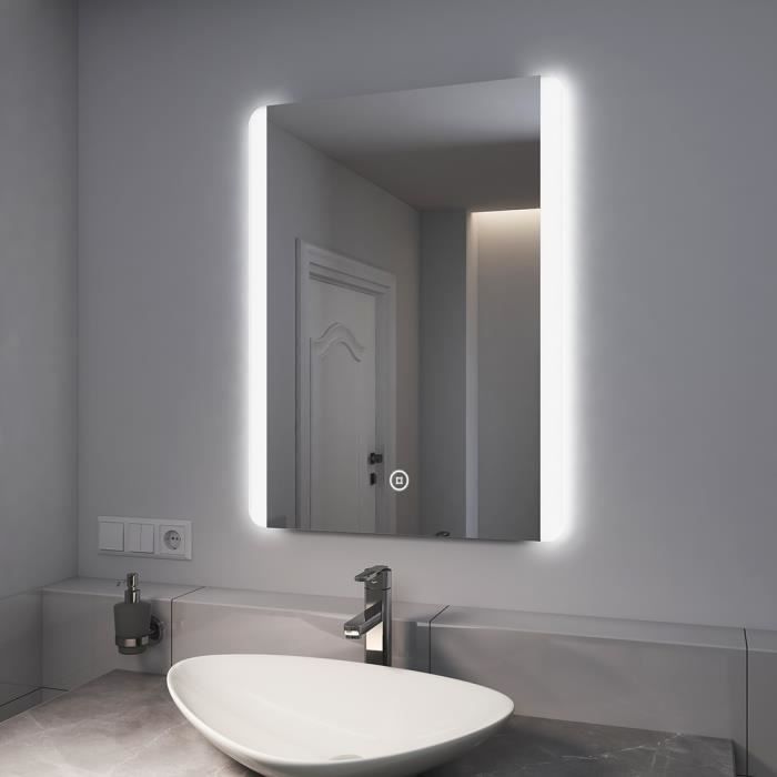 Miroir Salle Bain LED PESENXAN 45x60cm - Anti-buée - 2 Couleurs Lumière 3000K/6500K