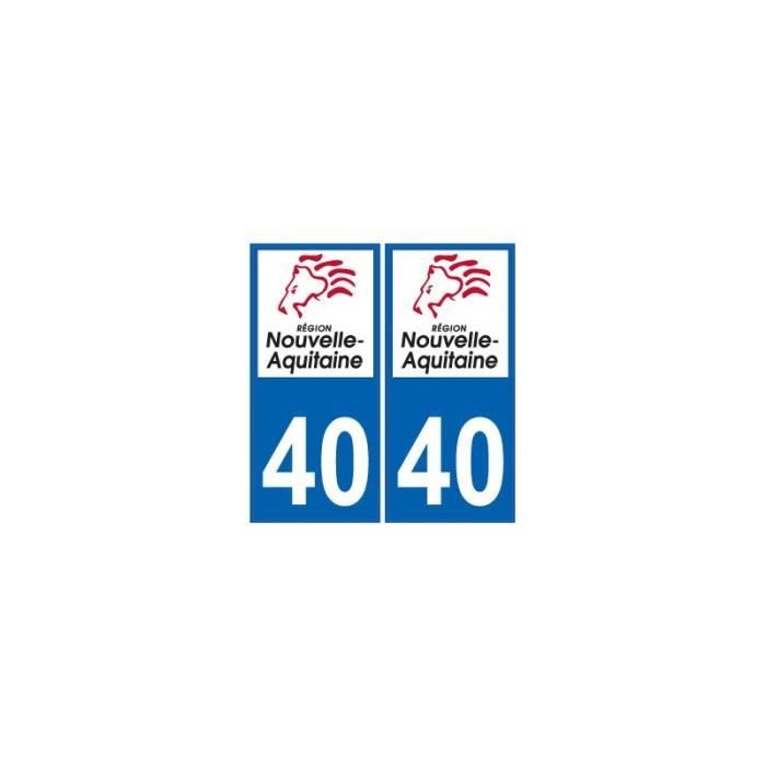 2 AUTOCOLLANT PLAQUE IMMATRICULATION DEPARTEMENT 40 BLASON NOUVELLE AQUITAINE 2 AUTOCOLLANT PLAQUE IMMATRICULATION DEPARTEMENT 40 BLASON NOUVELLE AQUITAINE