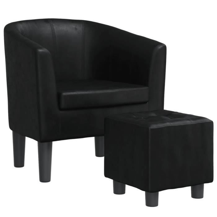 Fauteuil cabriolet - FYDUN - VE017 - Similicuir noir - Repose-pied inclus - Design contemporain