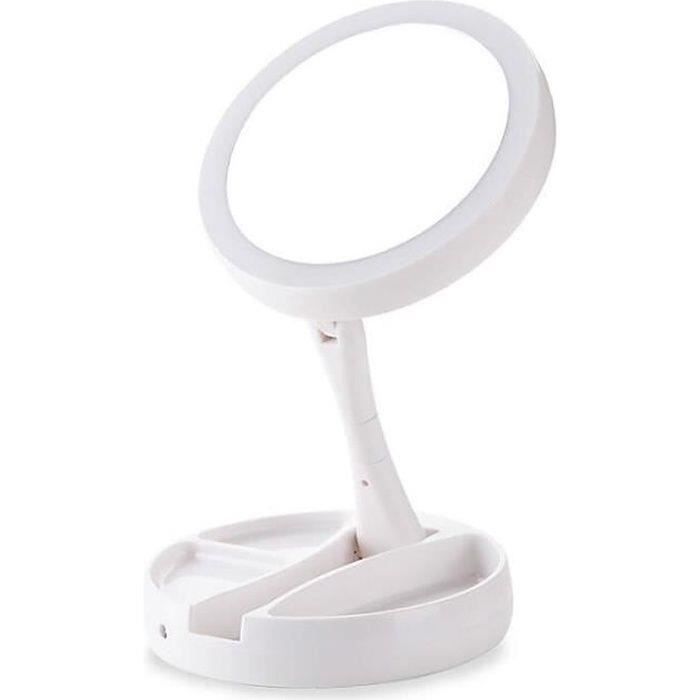 Coiffeuse LED Avec Miroir Lumineux – 5 Tiroirs, étagères Ouvertes + Tabouret Confort – Blanc | Idéal Chambre Fille, Rangement Maquillage