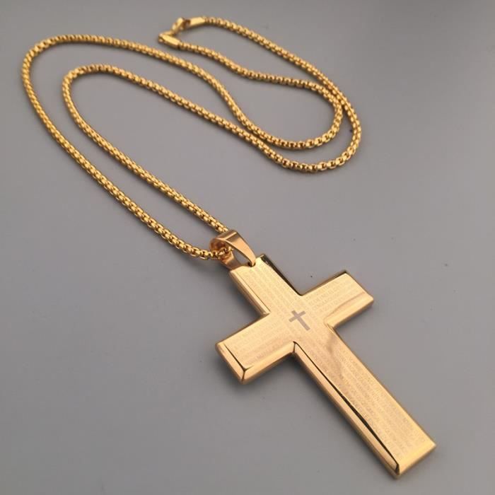 Croix Collier Pendentif Lettres Sculpté Jésus Hip Hop Mode