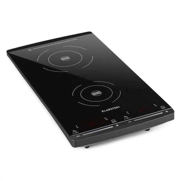 Klarstein VariCook Slim Plaque de cuisson à induction 2 feux 2900W - Température et minuterie réglable séparément -Surface vitrée