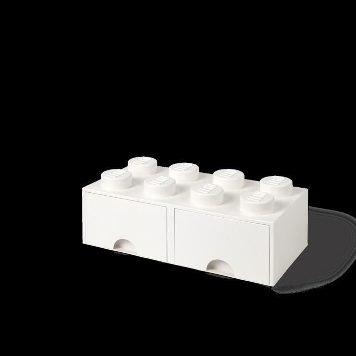 Boîte de rangement LEGO brick 8 avec 2 tiroirs-blanc