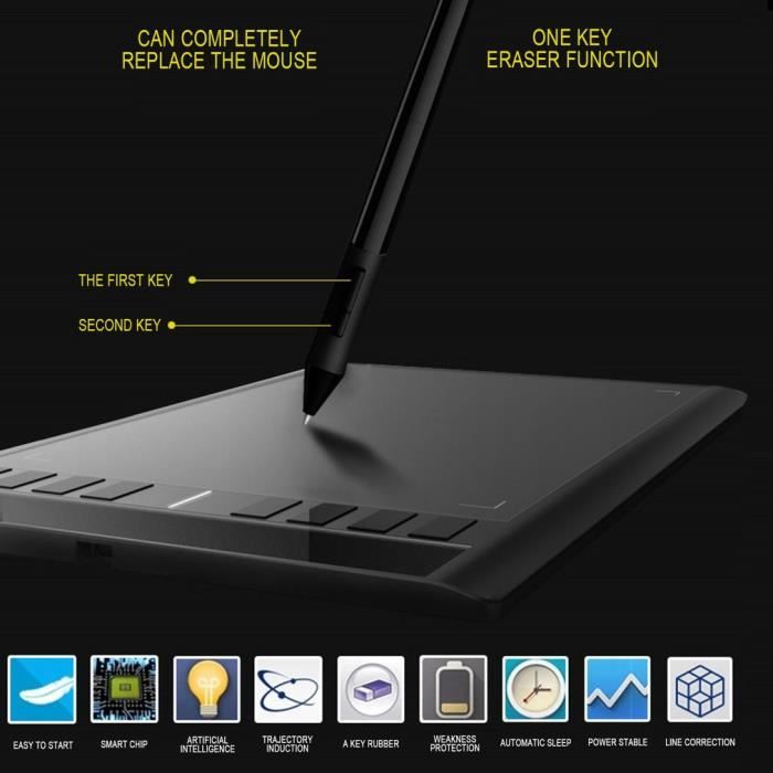 Tablette de Dessin Graphique 8 x 6 Pouces, pavé numérique avec 8