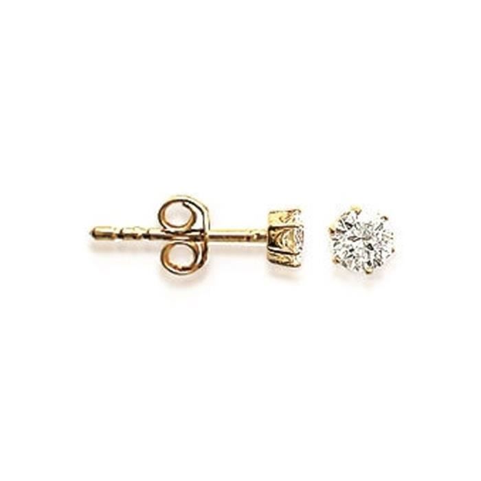 Boucles D'oreilles Puces Plaqué Or 18 Carats Avec Oxyde De Zirconium 7 Mm - Mixte
