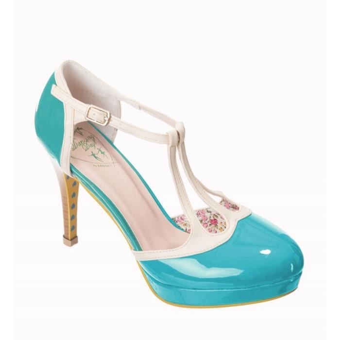 Escarpins Taryn Rose Pointure 5.5 US - Cuir Marron Et Argent - Talon Compensé - Occasion En Bon état