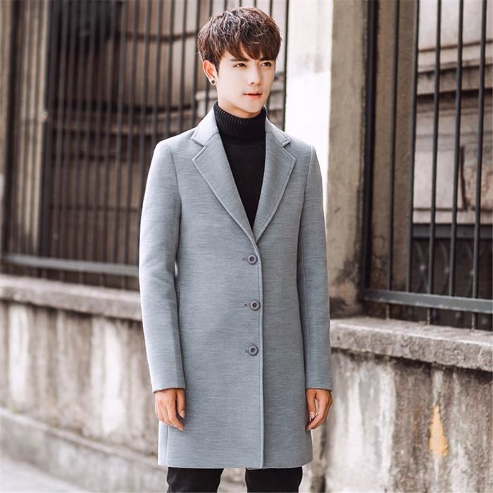 Fashion Korean Homme Manteau Revers Doublure en fourrure synthétique Casual Slim épaissir Veste MEW SZ 