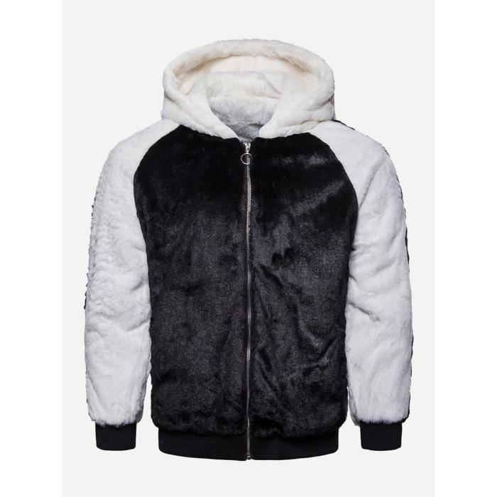 Manteau duveteux homme noir clearance