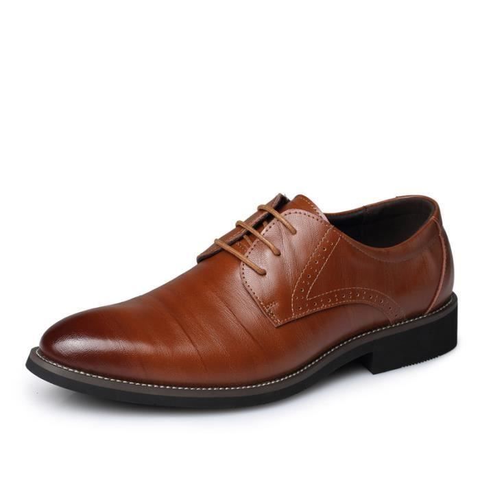 Chaussure Richelieu Homme En Cuir Marron - Pointure 43, Occasion En Très Bon état, Marque Effacée