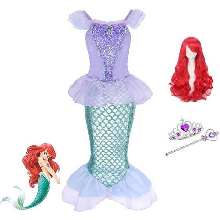 Petite sirène princesse Ariel déguisement fille robe brillante Sequin  sirène queues fête Costume - Cdiscount Jeux - Jouets
