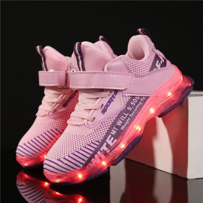 Baskets Enfants LED Chaussures Roller USB Charge Skateshoes Lumineuse À  Roulettes Garçons Filles Rose Sneaker - Achat / Vente Baskets Enfants  Chaussures LED - Cdiscount