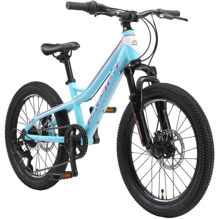 BIKESTAR | Vélo tout terrain | 20 pouces | Mountainbike pour enfants de 6-9 ans | Edition VTT | Blanc Turquoise
