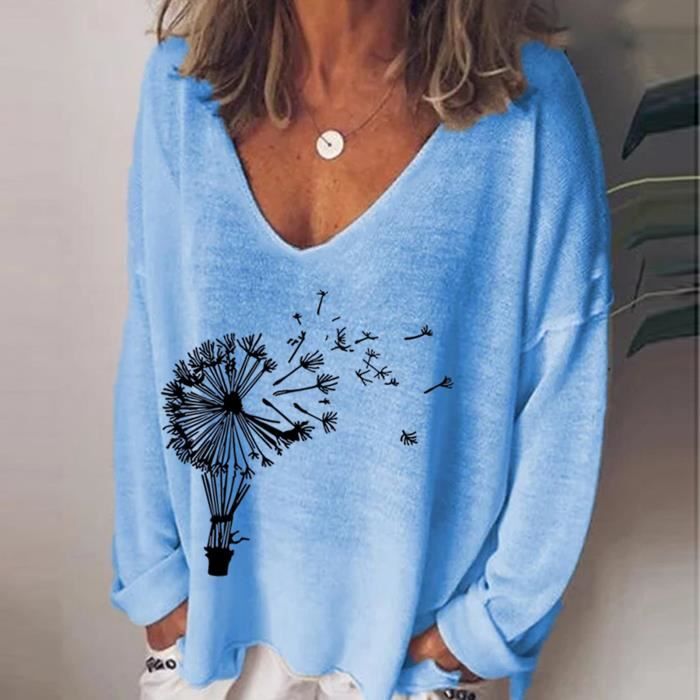 Pull Femme Y.A.S. – Taille M, Bleu, Imprimé Logo, Manches Courtes, Coton élasthanne