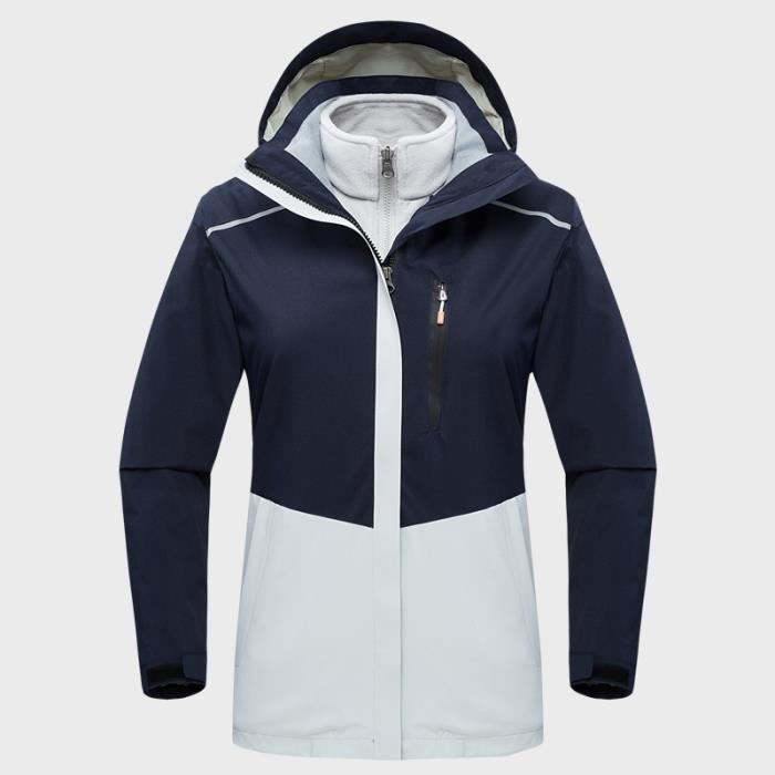 Blouson de Ski Homme Amovible 2 en 1 Impermeable Polaire Epais Chaud