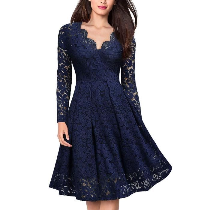 Robe R&K Originals Taille 4 – Dentelle Bleue Et Bordeaux – Femme – Soirée/Cocktail