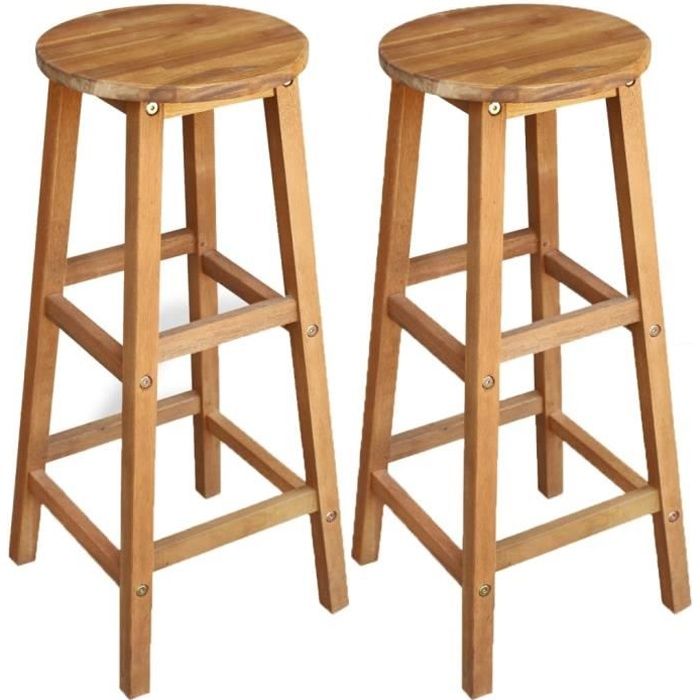 Chaise de bar 2 pcs Bois massif dacacia 34 x 34 x 76 cm