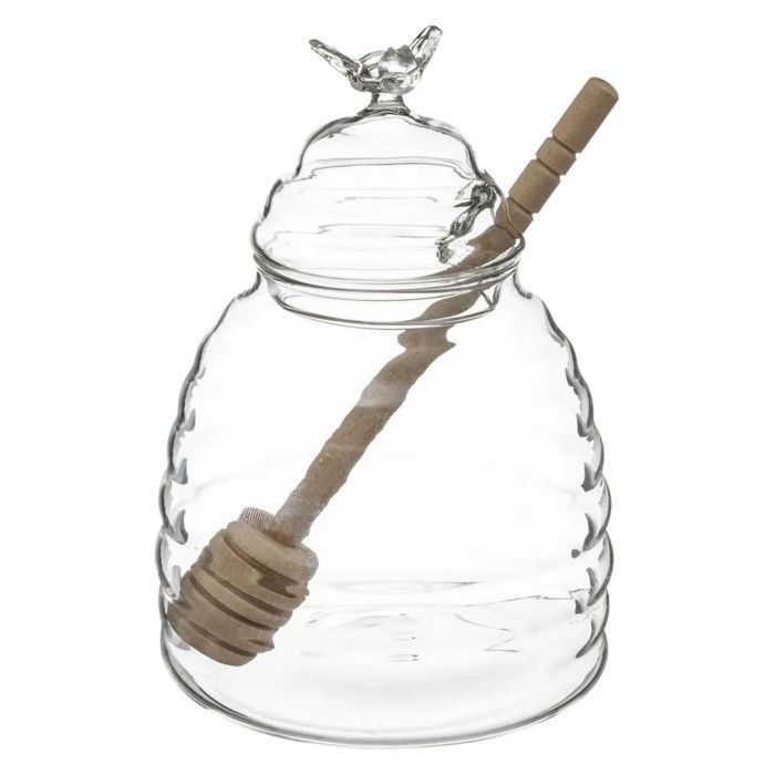 Pot à Miel En Verre Avec Cuillère - 240ml - 2 Pièces Pour Miel, Sirop - Cuisine Et Petit-Déjeuner