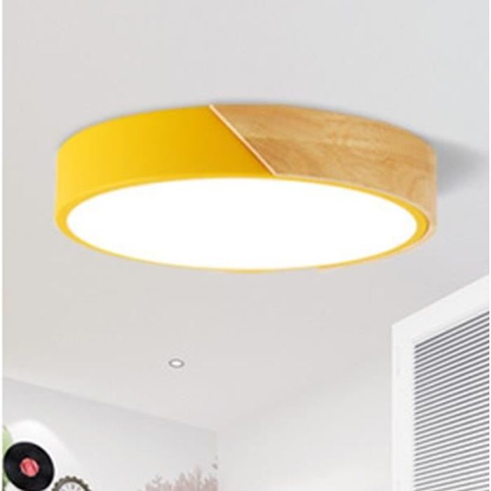 Plafonnier A Led Moderne Lampe Plafond Rond Lampe De Plafond Pour Salon Salle De Bains Chambre A Coucher Jaune Lumiere Blanche Cdiscount Maison