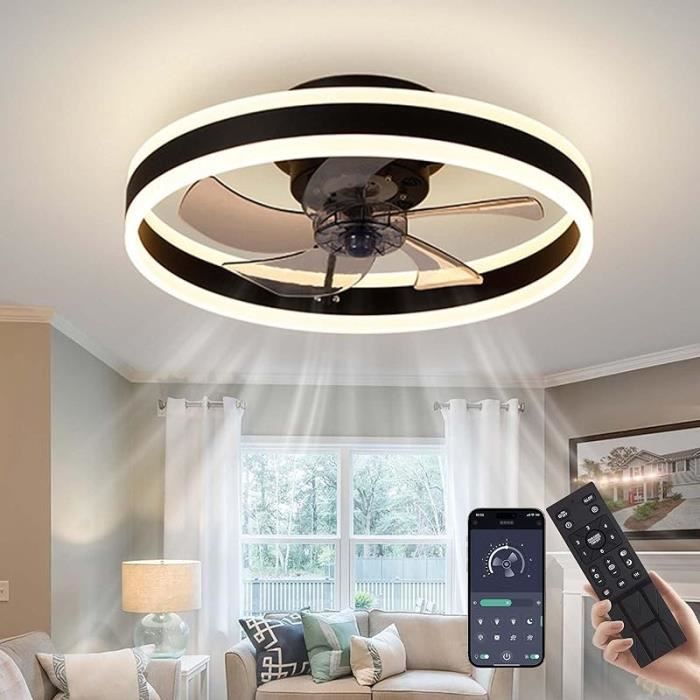Ventilateur De Plafond Lumineux Ylnailky - Design Moderne, Pales Rétractables, Télécommande, 3 Vitesses Et Lumière Dimmable