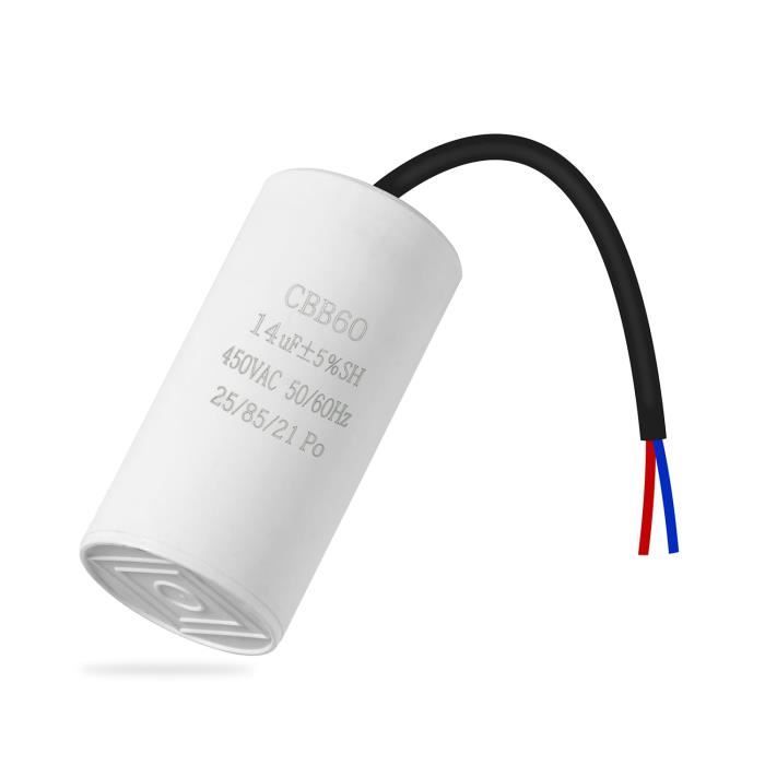 Condensateur De Démarrage Iruihoo CBB60 450V 3uF Avec Fil - Fiable Pour Moteurs Électriques
