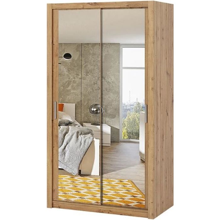 Armoire portes coulissantes RINKER 120 cm chêne artisanal avec