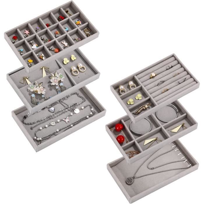 Organisateur Bijoux Tiroir SOBEAU - Rangement Collier Bague Boucle Oreille Compartimenté
