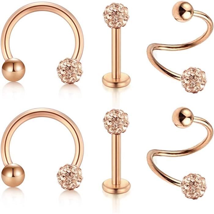 Anello Piercing Naso Clicker AceFun - Argento, Nero, Oro - 18G/20G 6-10mm - Foto 11