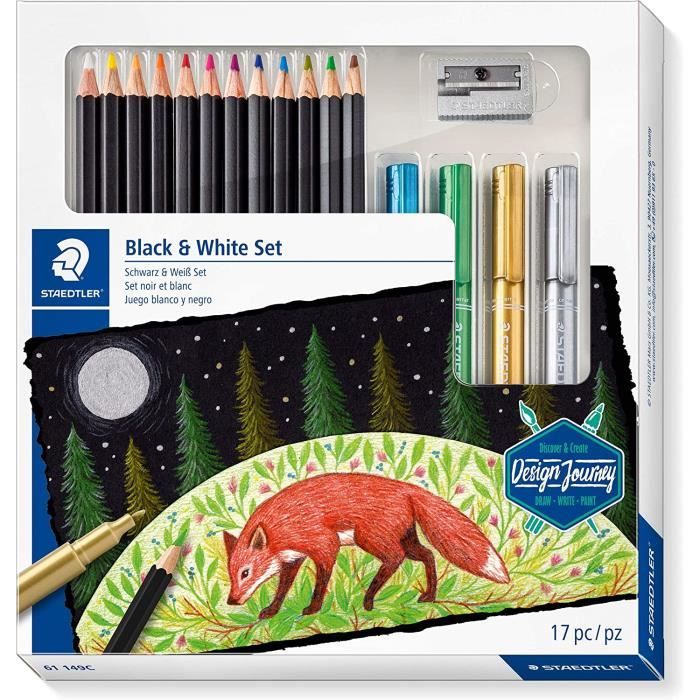 Staedtler Design Journey, Coffret coloriage sur papier noir pour beaux