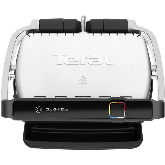 Tefal Gril électrique d'intérieur Technologie brevetée avec mesure de 'épaisseur Guide intuitif Saisie boost 12programmes automatiques Optigrill Elite GC750D16