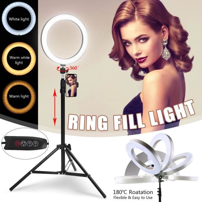 160LED Anneau Lampe Dimmable 3 Modes Lumière + 160cm Trépied + Support de Téléphone - Photo Mariage Studio Youtube TIKTOK