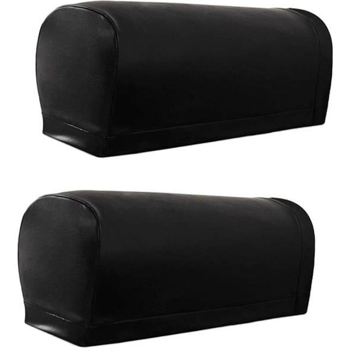 Noir Style Moderne Paire De en Cuir Synthétique Fauteuil Canapé Bras Cap protections facile à nettoyer
