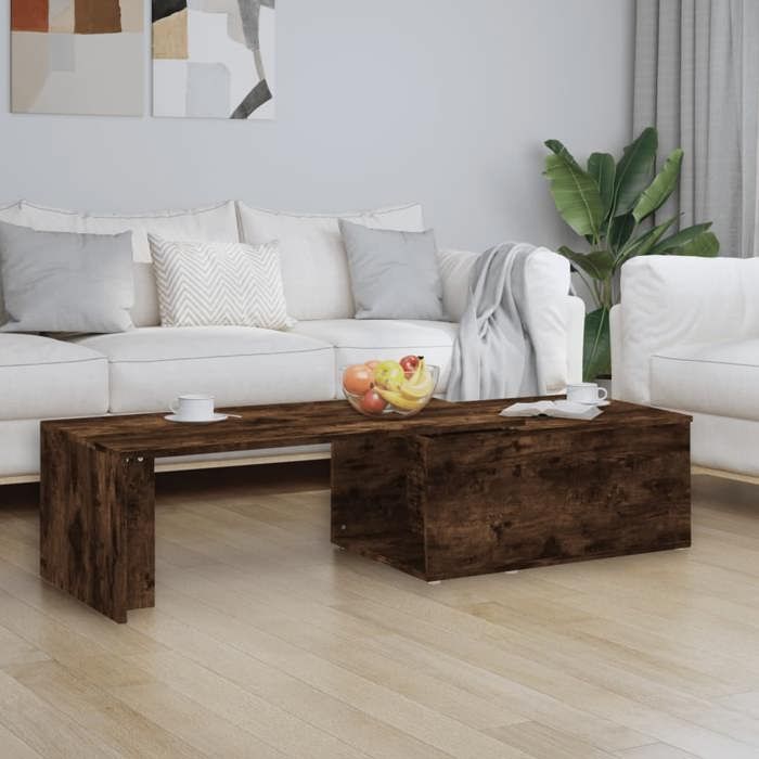 815468 vidaXL Table basse Chêne fumé 150x50x35 cm Bois dingénierie