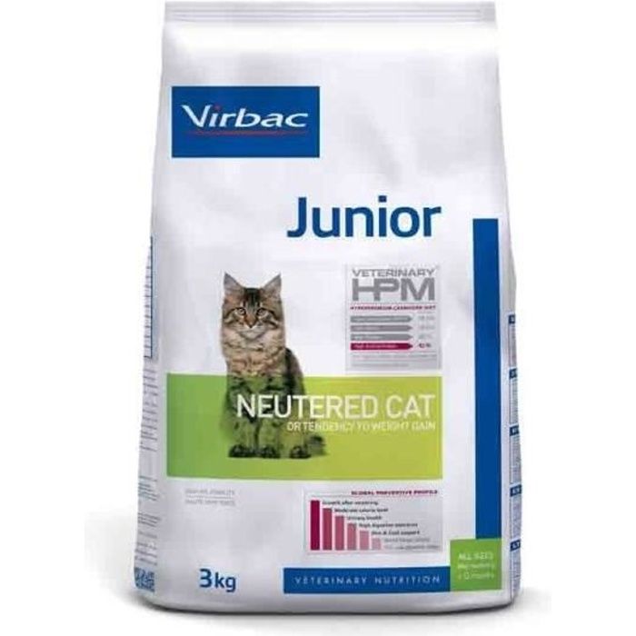 virbac veterinary hpm neutered chat junior (de la stérilisation à 12 mois) croquettes 3kg