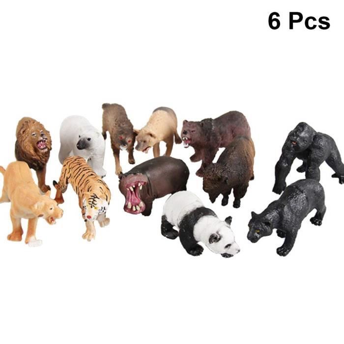 6pcs Figurines D Animaux De La Ferme Animaux De Zoo Et Animaux De La Jungle Educatifs Apprendre Jouets Cognitifs Modele Cdiscount Jeux Jouets