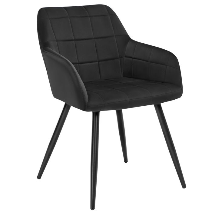 WOLTU Chaise de salle à manger siège bien rembourré en velours Chaise de cuisine pieds en métal Noir
