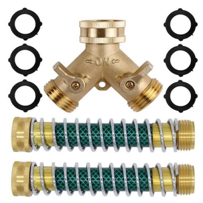 Lot 2 Paires Connecteurs Rapides Laiton 2 En 1 Tuyau Arrosage 1/2" Et 3/4" - Kit Jardin Universel